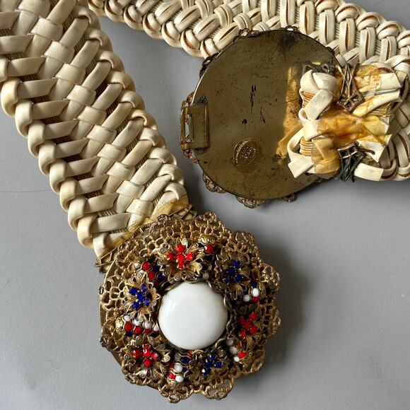 Stanley Hagler NYC Signed Vintage Jeweled Stretch Belt Filigree Clasp Rhinestone - Picture 6 of 10